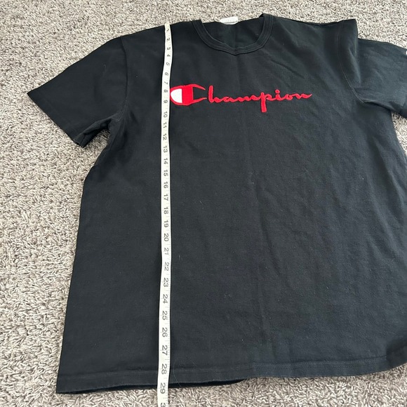 Champion Mens T‎ Shirt Black Red Logo Short Sleeve Crew Neck vintage XL - Picture 6 of 8